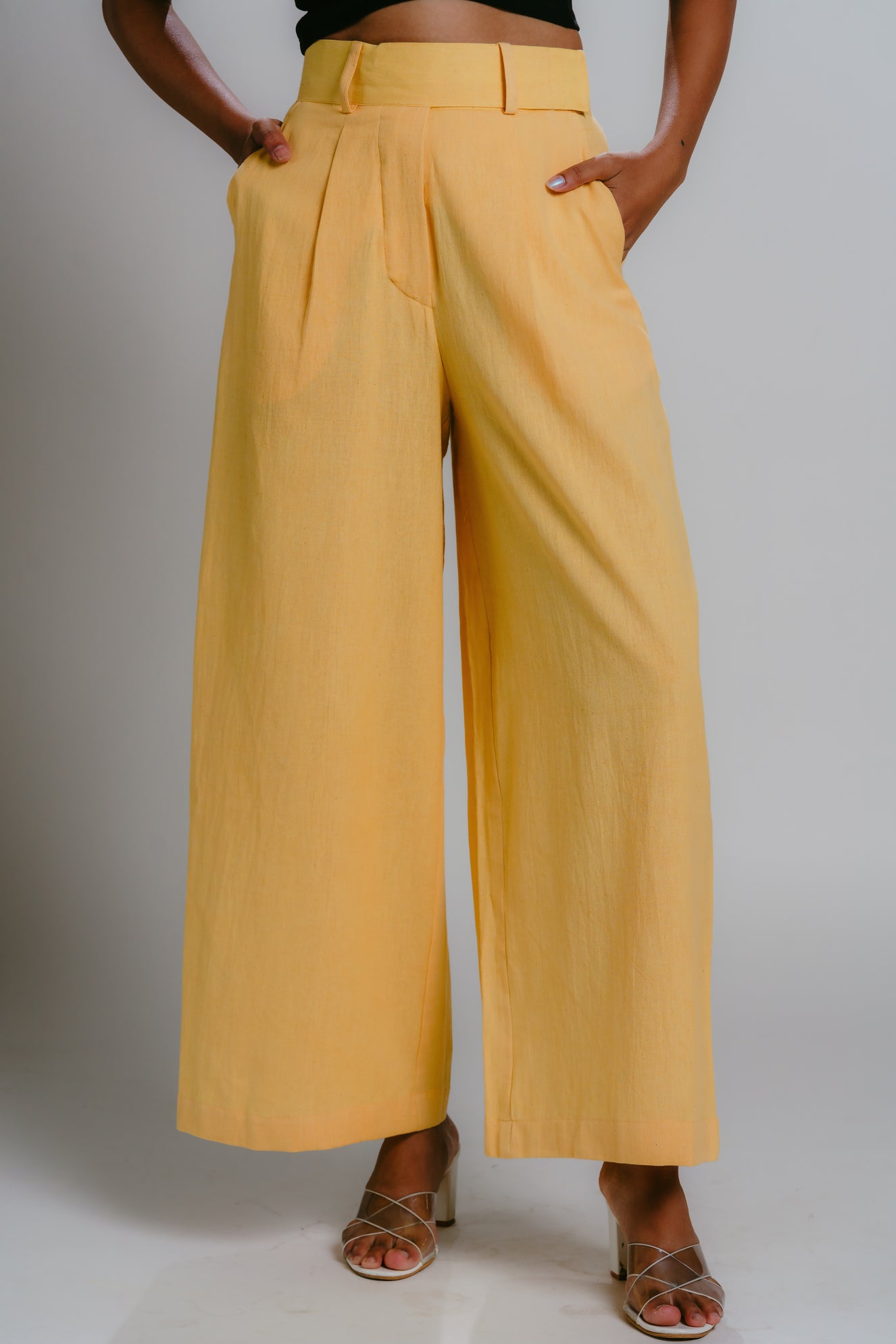 Yellow wide-leg pants