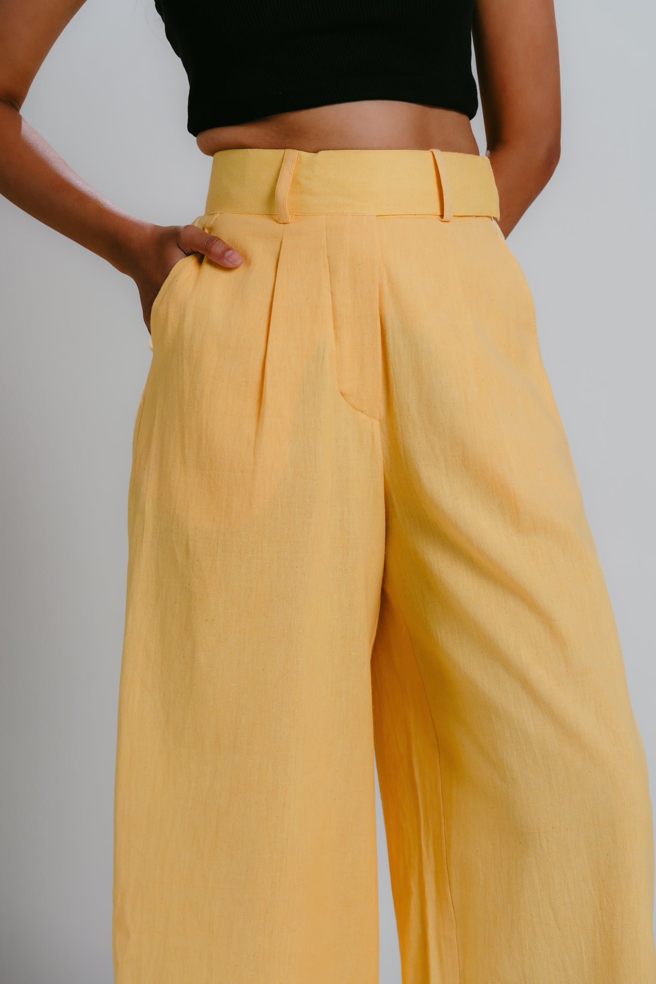 Yellow wide-leg pants