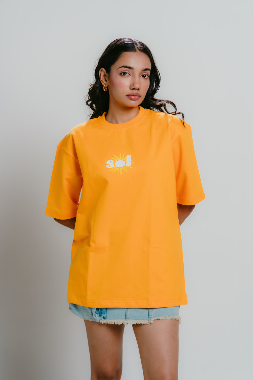 Unisex orange t-shirt with sol print logo