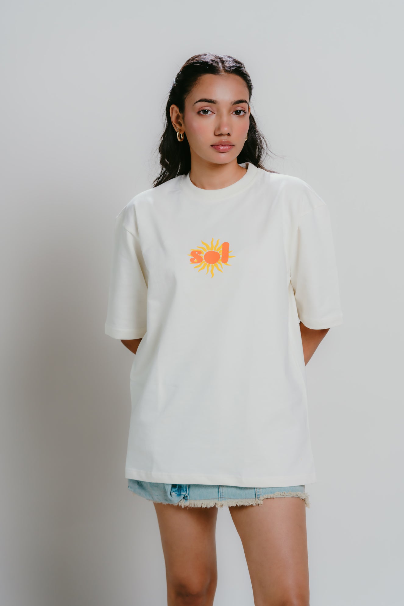 Unisex white t-shirt with sol printed logo