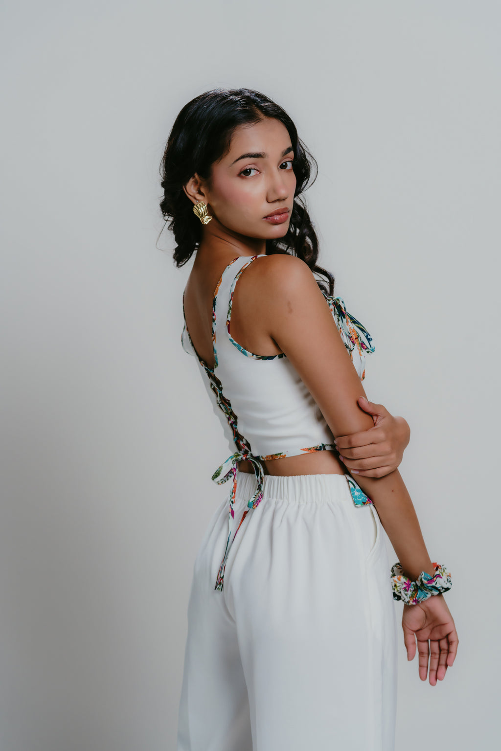 White corset with back tie-up details 