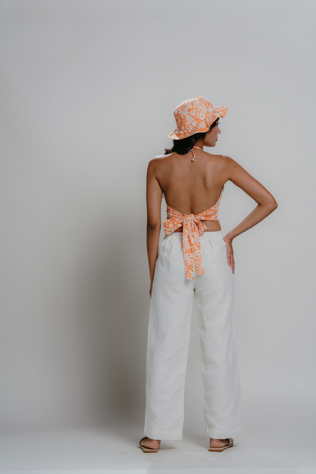 Linen pants with elasticated waistband