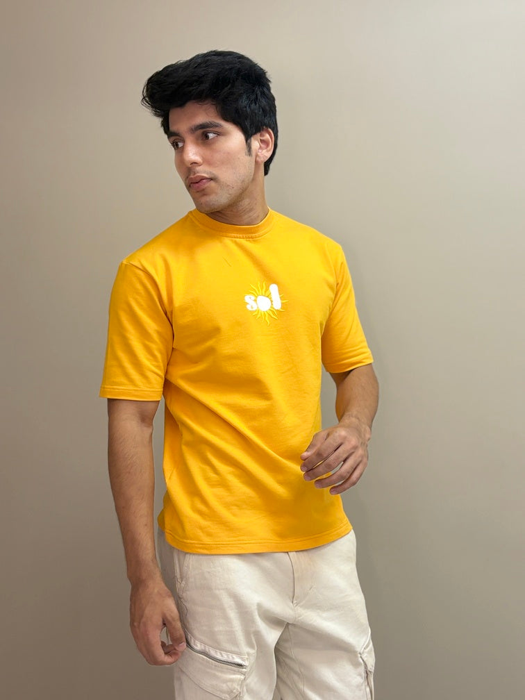 Unisex orange t-shirt with sol print logo